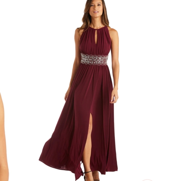 Women's Sleeveless long formal dress with beaded waist Sz 14 - Picture 1 of 10